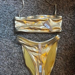 Skims METALLIC Gold XS Bikini Set
